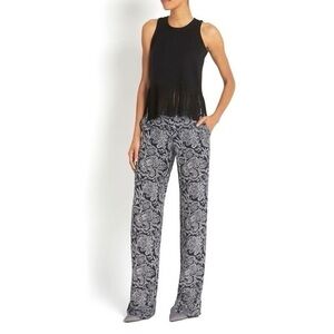 Timo Weiland Crew Neck Fringe Sleeveless Black Top